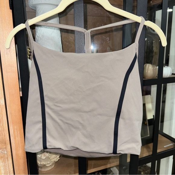 Abercrombie YPB sports bra tank top long line racerback padded taupe seamless - Picture 2 of 8